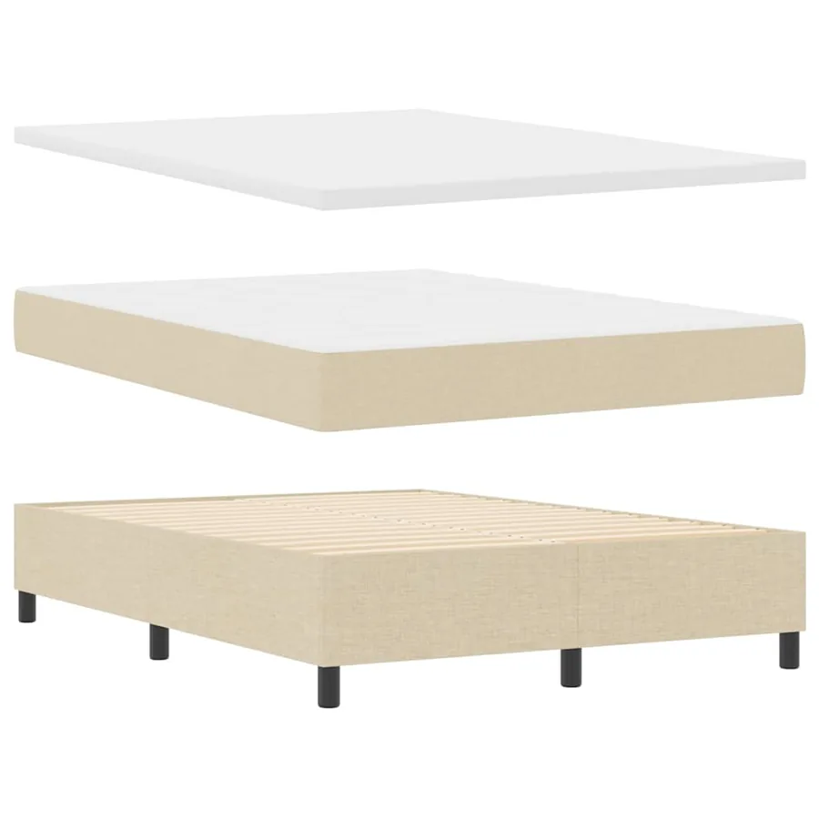 Lit à ressorts avec matelas Crème 190 x 140 cm tissu - 6