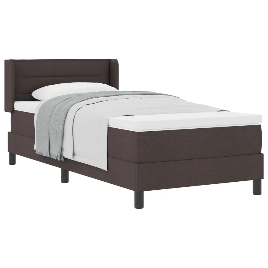 Lit à ressorts avec tête de lit Marron foncé 200 x 90 cm tissu - 2