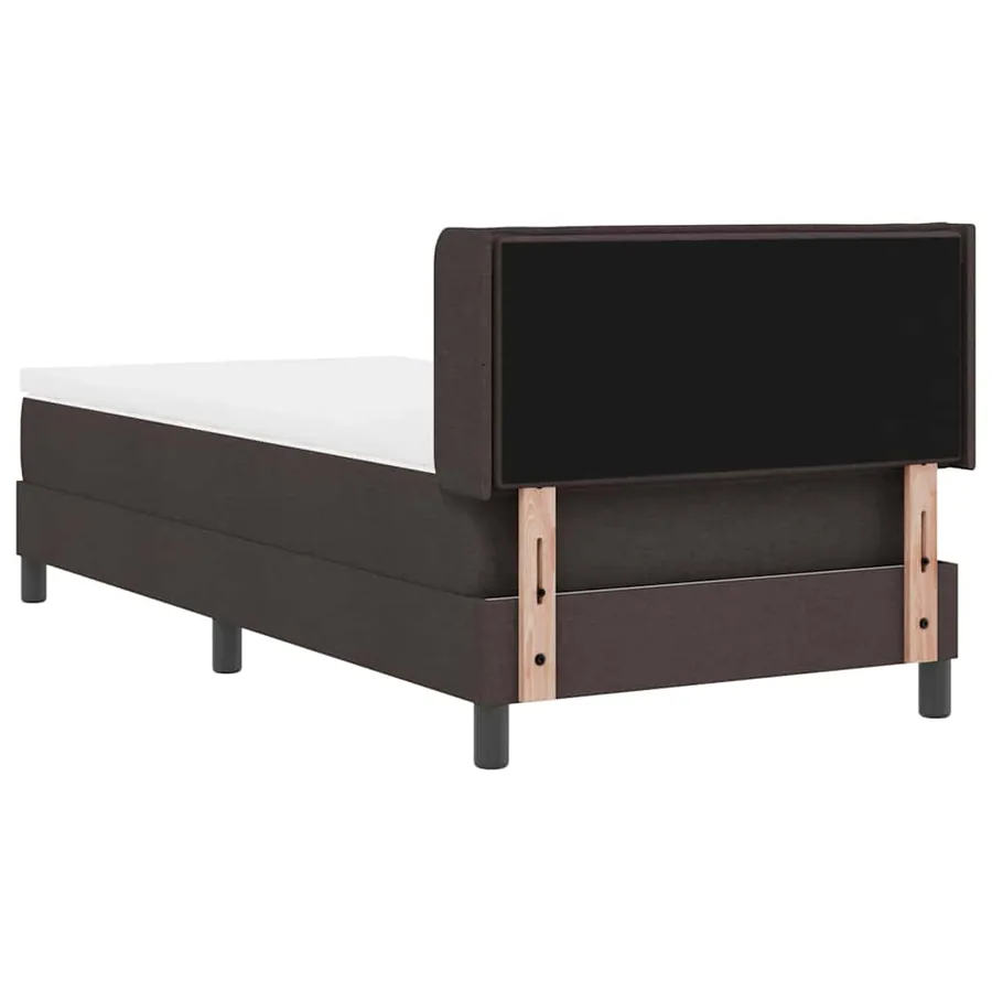 Lit à ressorts avec tête de lit Marron foncé 200 x 90 cm tissu - 9
