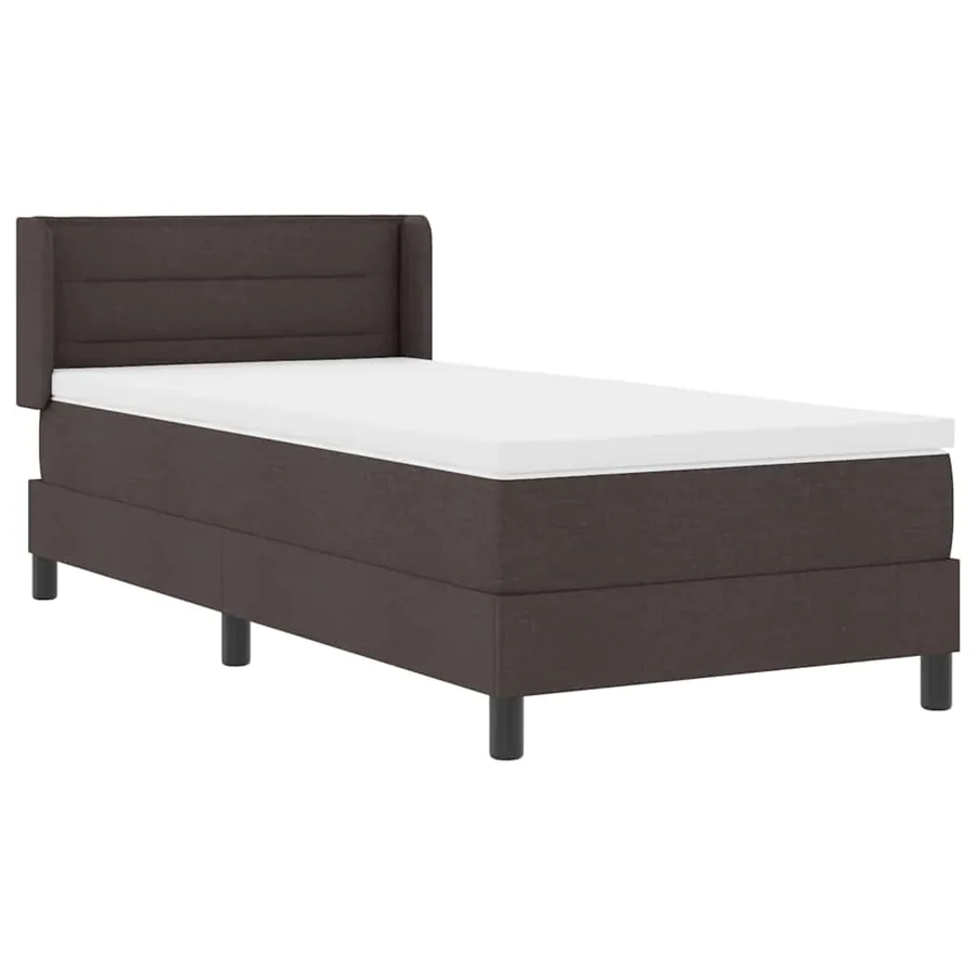 Lit à ressorts avec tête de lit Marron foncé 190 x 90 cm tissu - 6