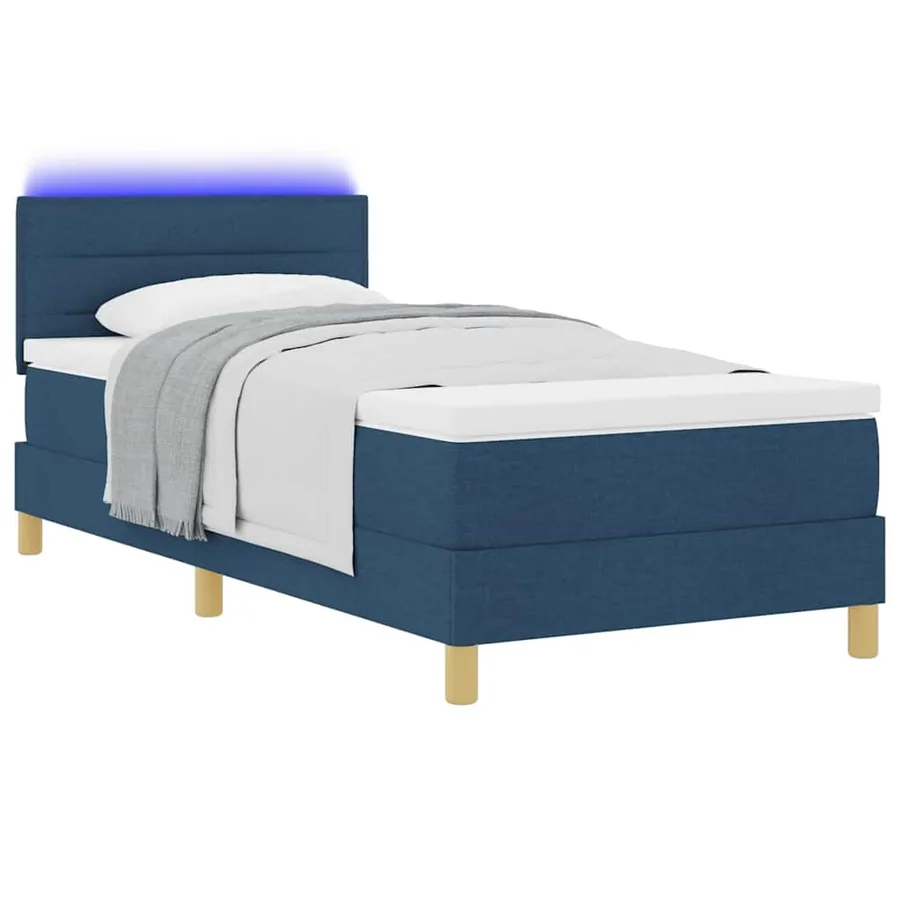 Lit à ressort LED avec bandes LED Bleu 90 x 190 cm tissu - 3