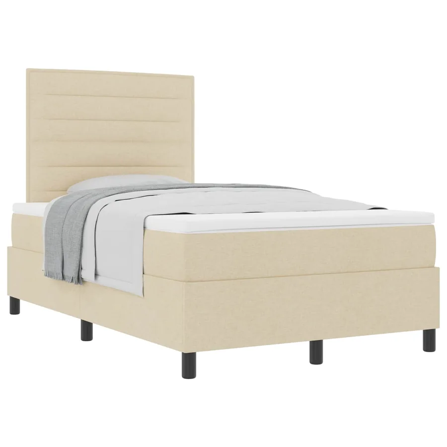 Lit à ressorts avec matelas Crème 120 x 190 cm tissu - 2