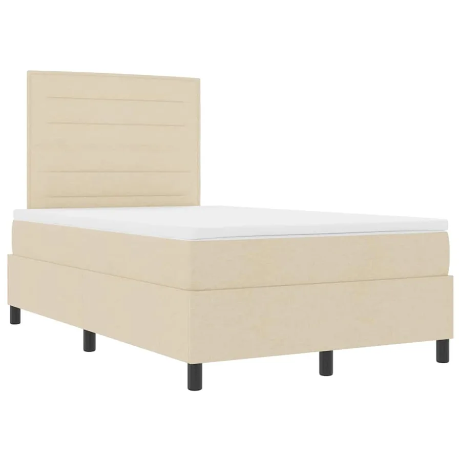 Lit à ressorts avec matelas Crème 120 x 190 cm tissu - 5