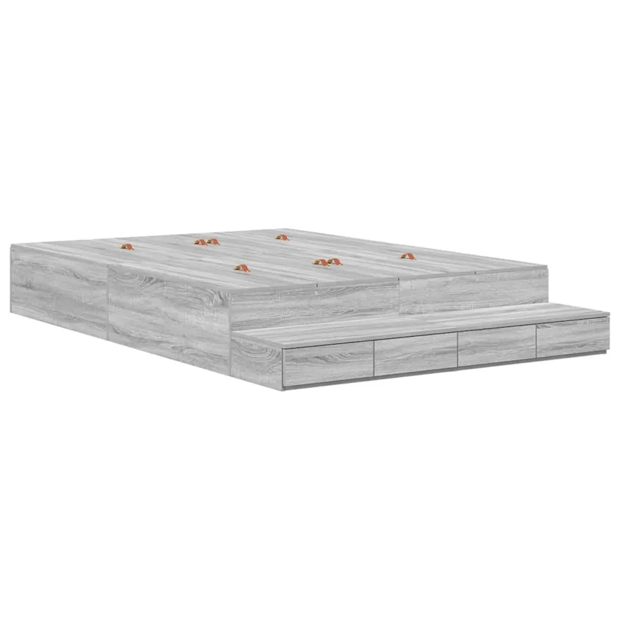 Cadre de lit avec rangement avec tiroir Gris Sonoma 150 cm - 2