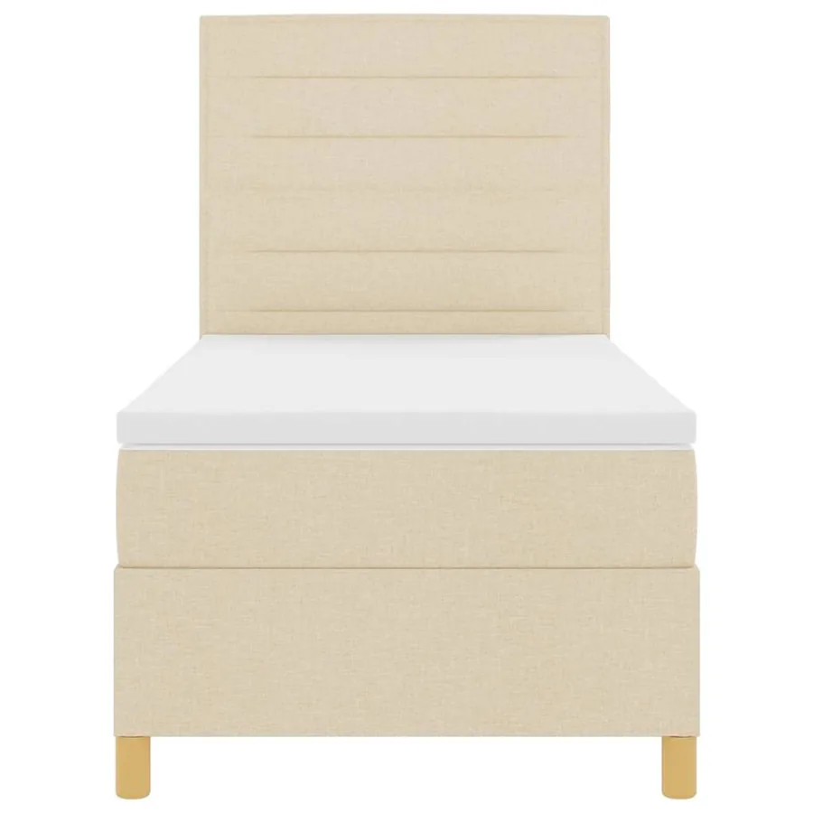 Lit à ressorts avec matelas Crème 100 x 200 cm tissu - 7