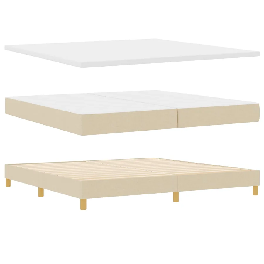 Lit à ressorts avec matelas Crème 200 x 200 cm tissu - 4