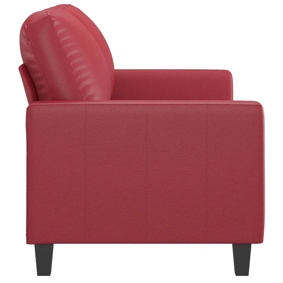 Canapé à 2 places Rouge bordeaux 120 cm Similicuir - 4