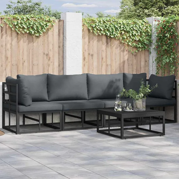 Ensemble de canapé de jardin 5 pcs Noir Métal
