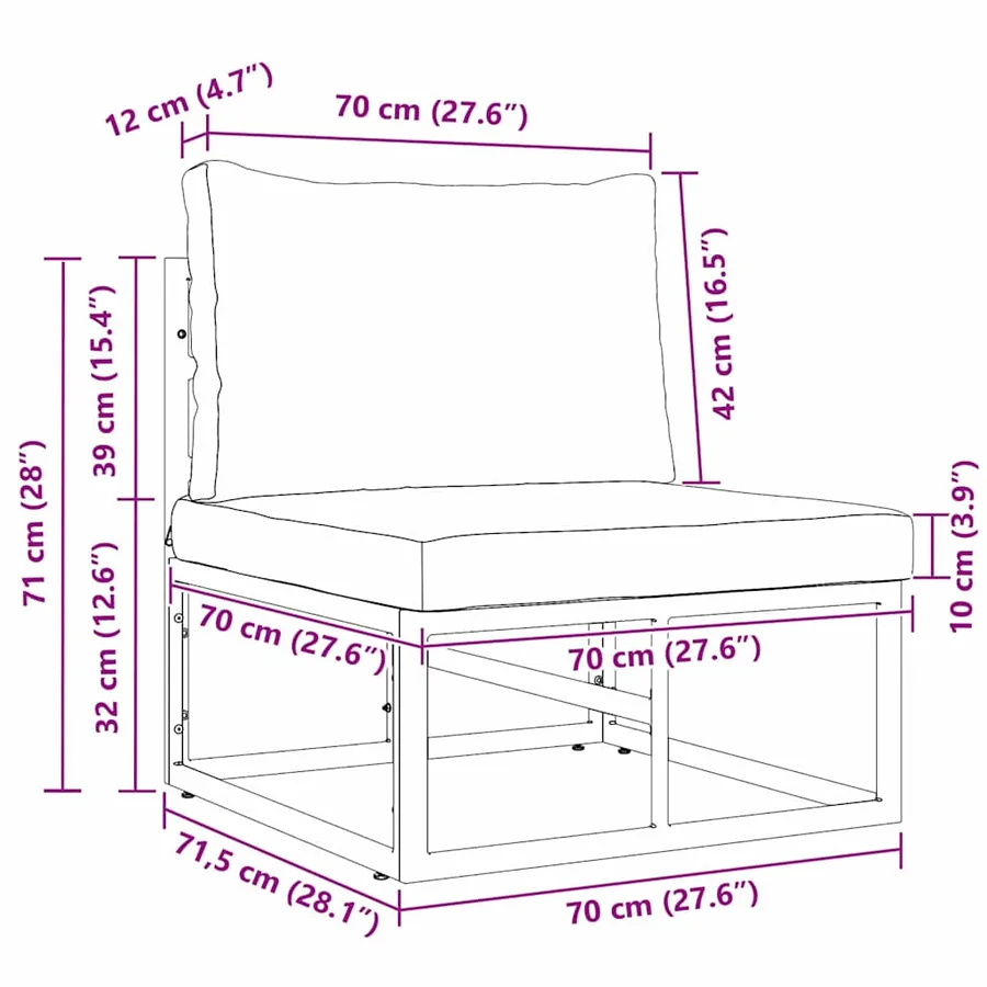 Mobilier de jardin Noir et anthracite 70 x 71,5 x 71 cm Métal - 11