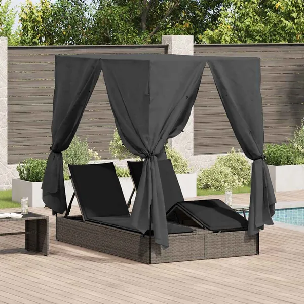 Transat double Réglable Gris 205 x 129 x 200 cm polyrotin