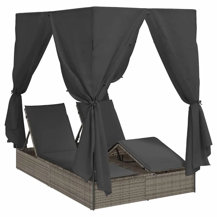 Transat double Réglable Gris 205 x 129 x 200 cm polyrotin - 2