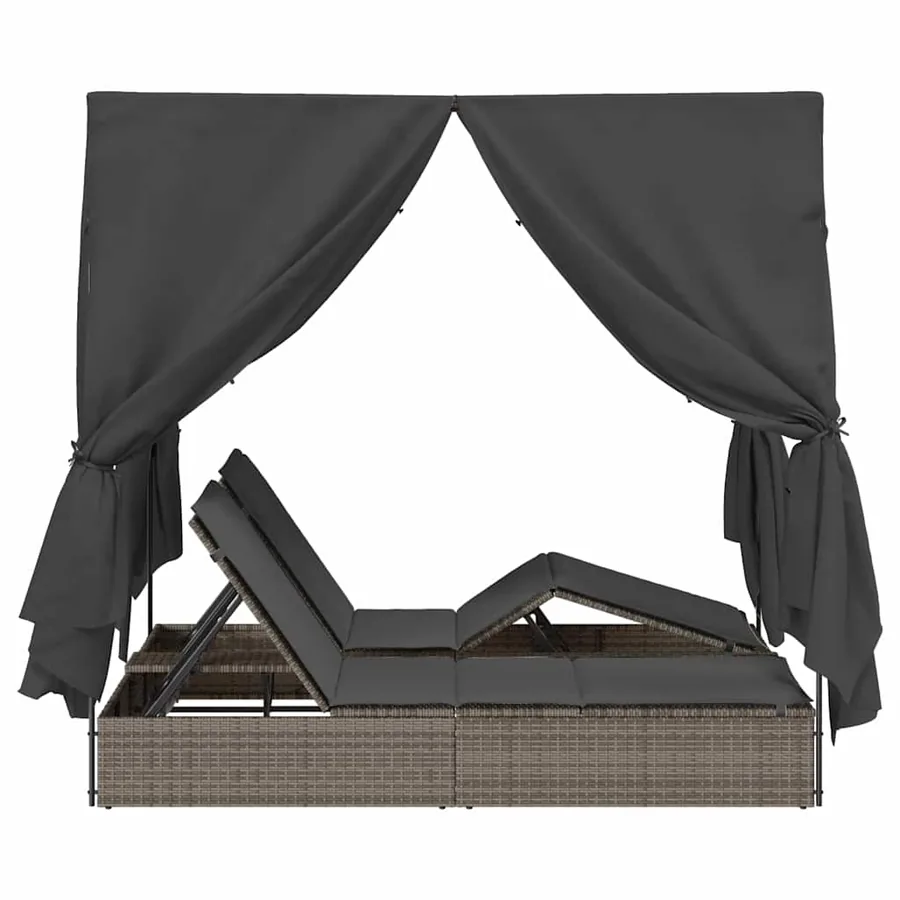 Transat double Réglable Gris 205 x 129 x 200 cm polyrotin - 6