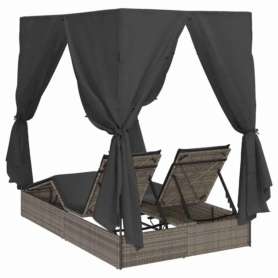 Transat double Réglable Gris 205 x 129 x 200 cm polyrotin - 7