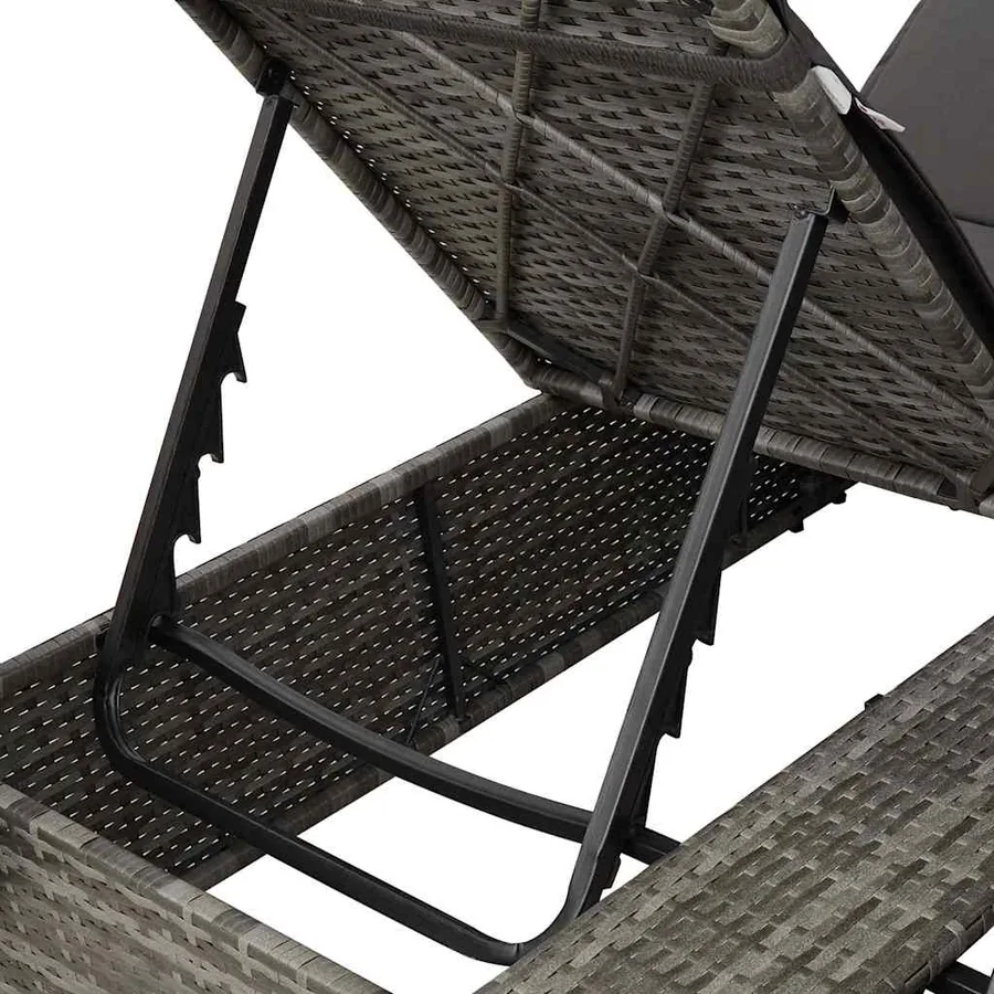 Transat double Réglable Gris 205 x 129 x 200 cm polyrotin - 9