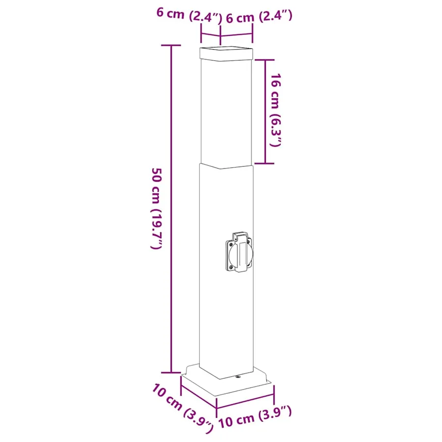 Borne lumineuse avec sortie 50 cm en acier inoxydable IP44 - 12