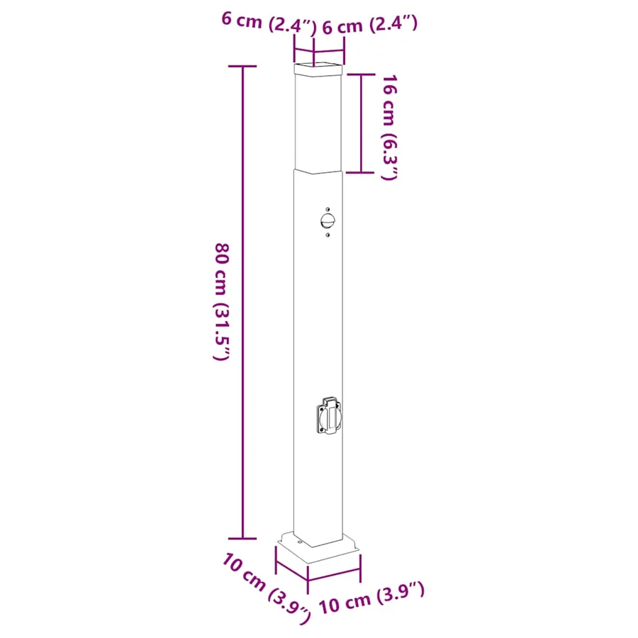 Borne lumineuse avec détecteur et prise 80 cm acier inoxydable IP44 - 13