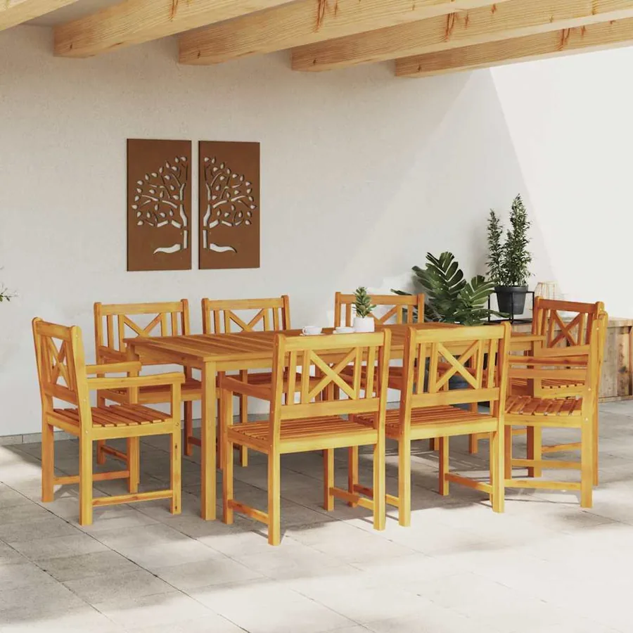 Chaises de jardin 8 pcs Naturel Bois d'Acacia Massif - 3