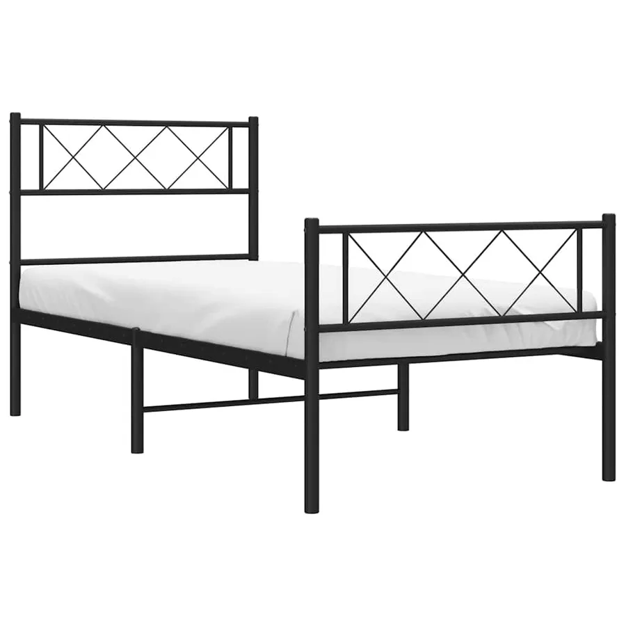 Cadre de lit métal sans matelas avec pied de lit noir 100x190cm - 4