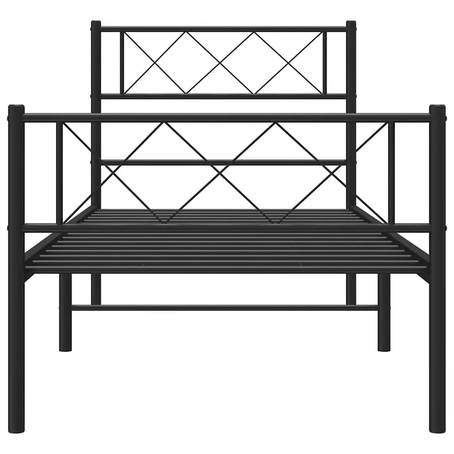 Cadre de lit métal sans matelas avec pied de lit noir 100x190cm - 5