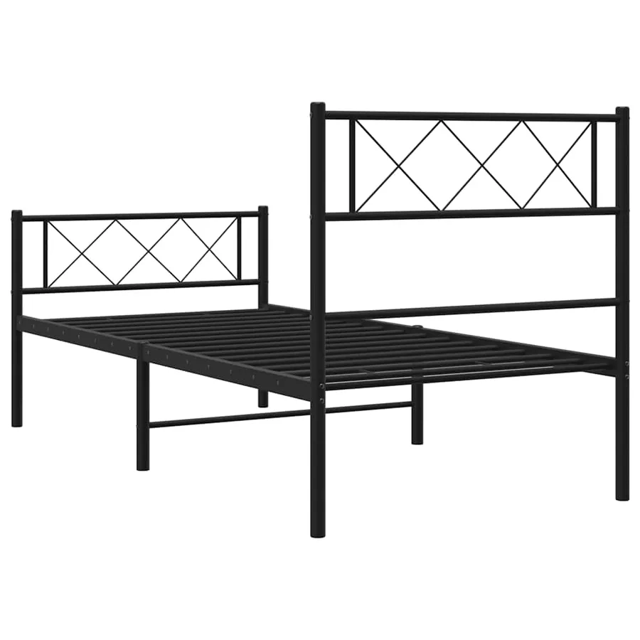 Cadre de lit métal sans matelas avec pied de lit noir 100x190cm - 8