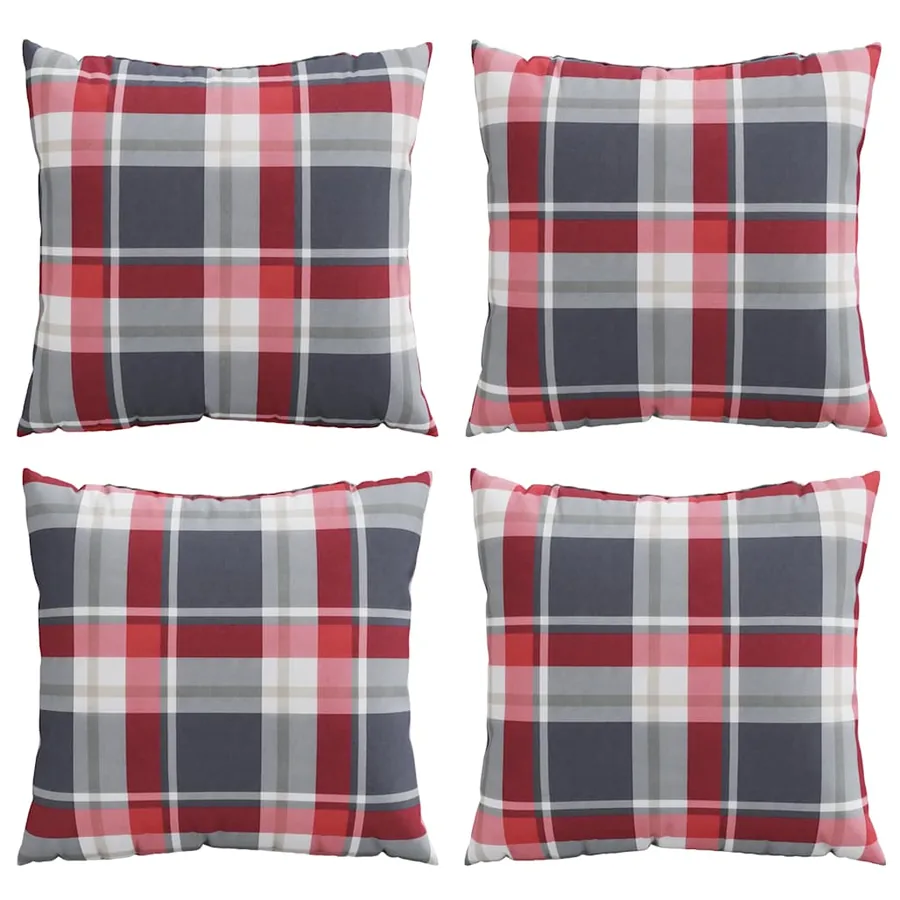Coussins de canapé 4 pcs motif à carreaux rouges 40 x 40 cm en tissu - 4