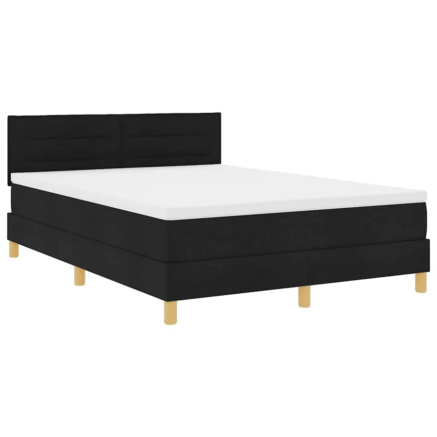 Lit à ressorts avec coussin Noir 140 x 200 cm tissu - 4