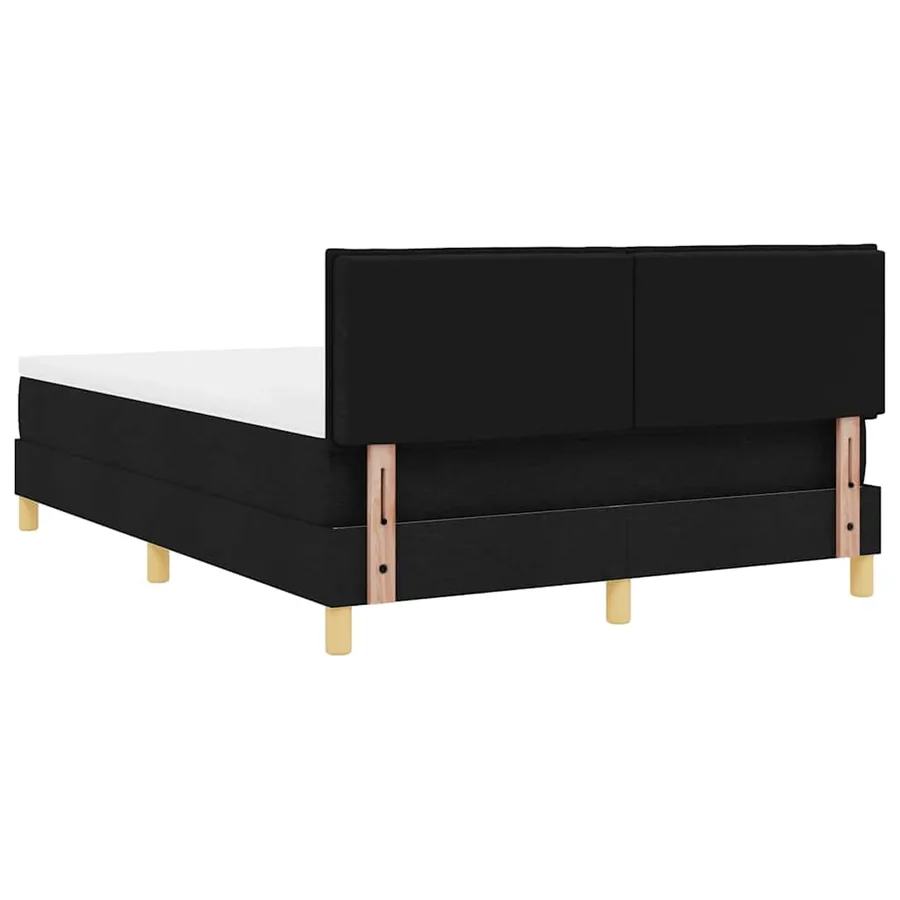 Lit à ressorts avec coussin Noir 140 x 200 cm tissu - 9
