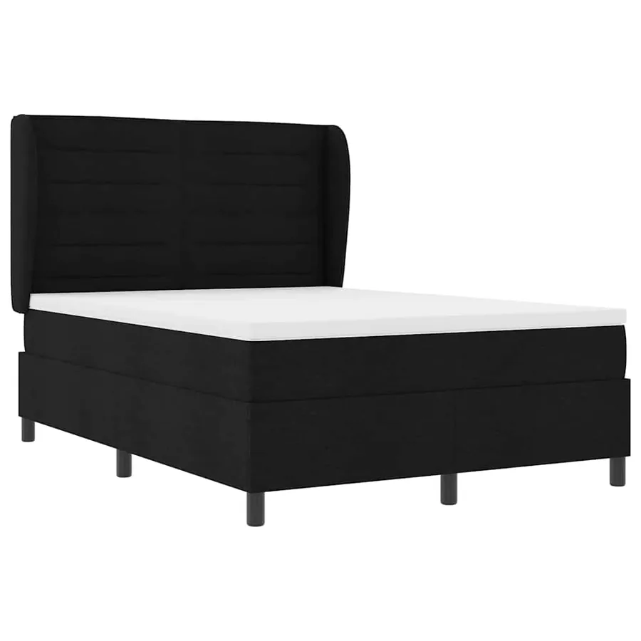Lit à ressorts avec matelas Noir 140 x 200 cm tissu - 5
