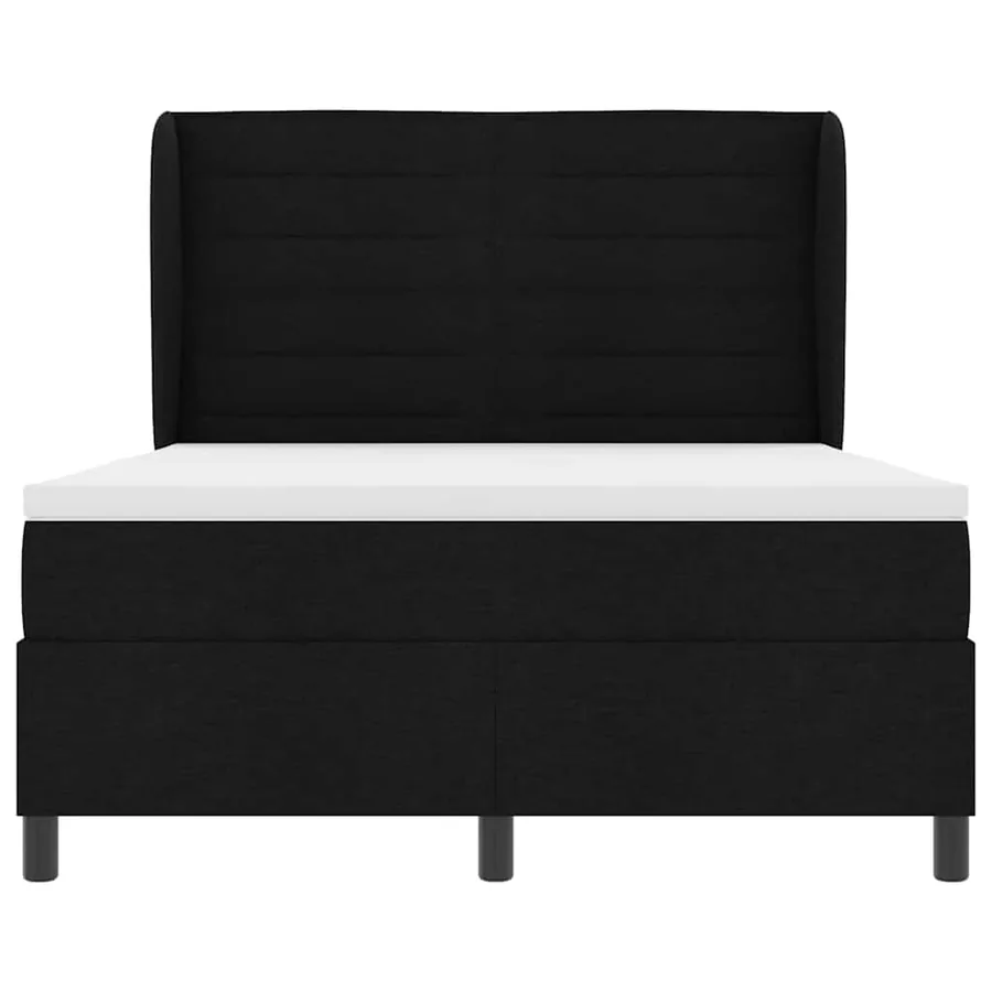 Lit à ressorts avec matelas Noir 140 x 200 cm tissu - 7