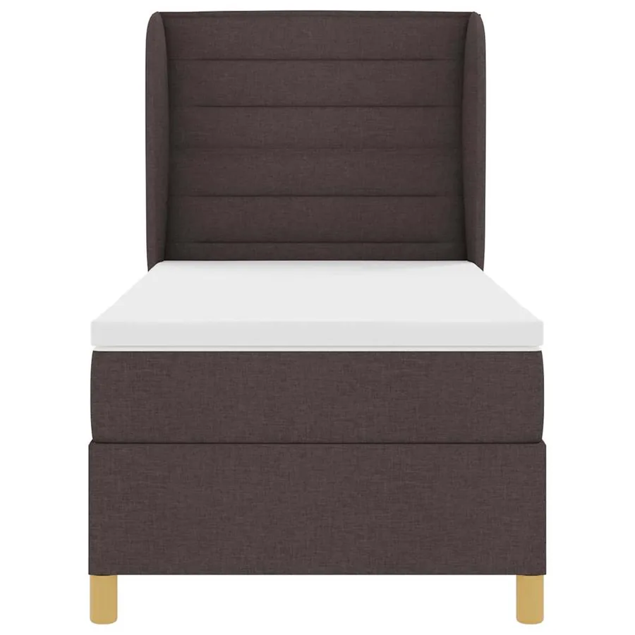 Lit à ressorts avec matelas Marron foncé 200 x 90 cm tissu - 7