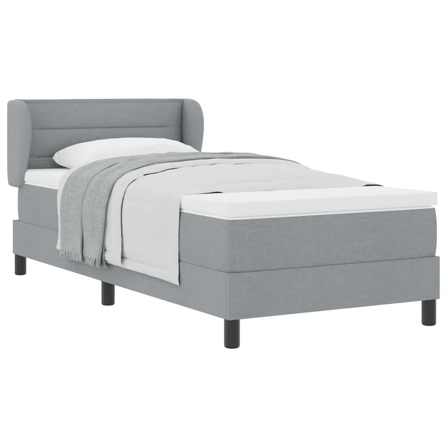 Lit à ressorts avec matelas Gris clair 90 x 200 cm tissu - 2