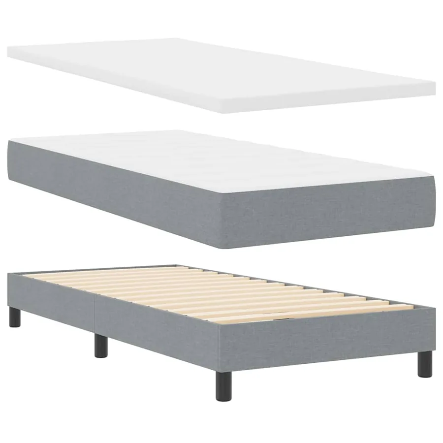 Lit à ressorts avec matelas Gris clair 90 x 200 cm tissu - 4