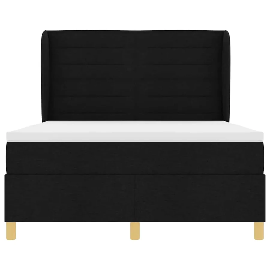 Lit à ressorts avec matelas Noir 190 x 140 cm tissu - 7