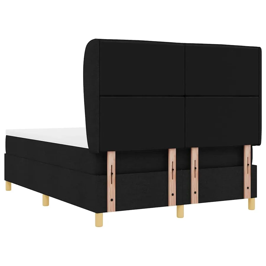 Lit à ressorts avec matelas Noir 190 x 140 cm tissu - 9