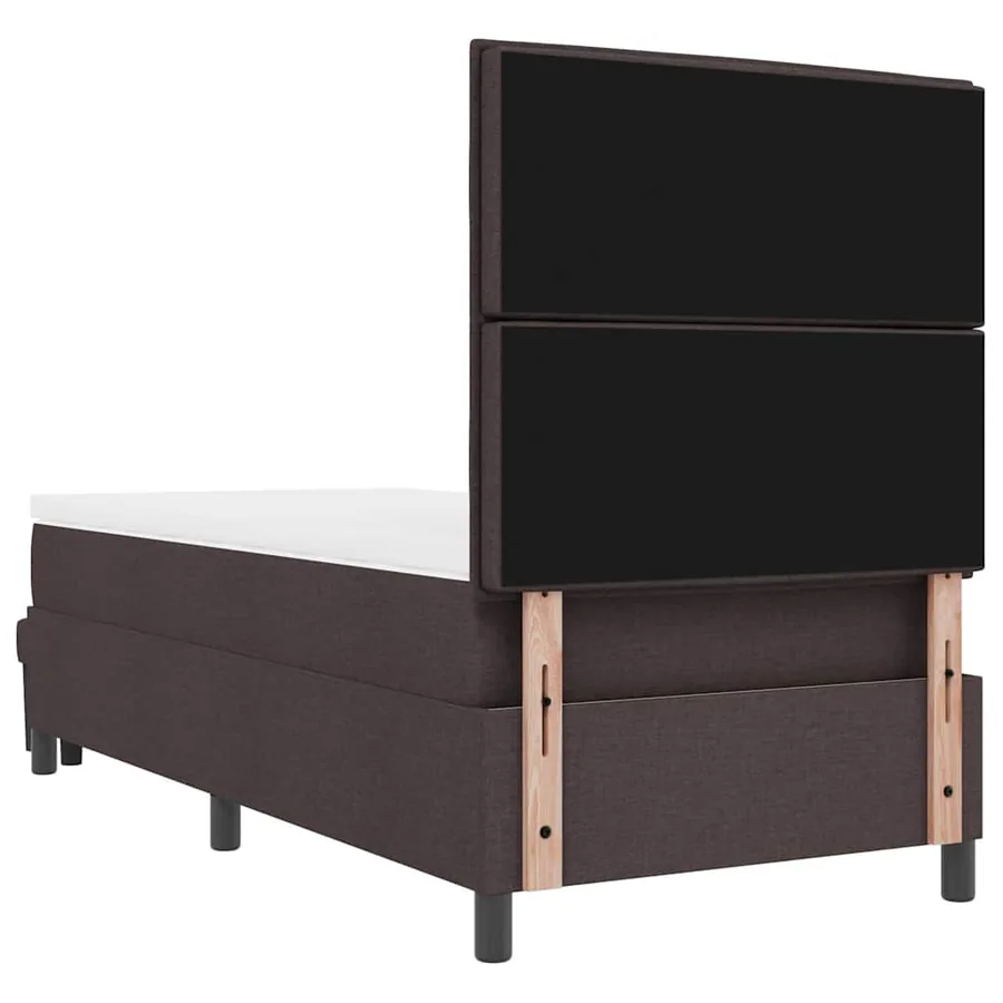 Lit à ressorts avec tête de lit Marron foncé 90 x 200 cm tissu - 10