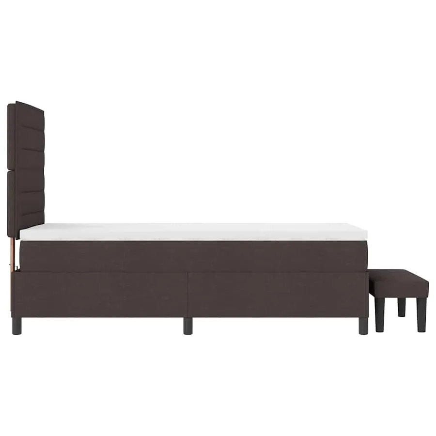Lit à ressorts avec tête de lit Marron foncé 90 x 200 cm tissu - 9