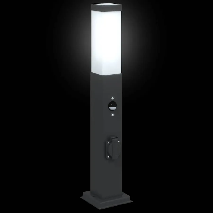 Bornes lumineuses avec capteur et prise lot de 3 50 cm noir IP44 - 5