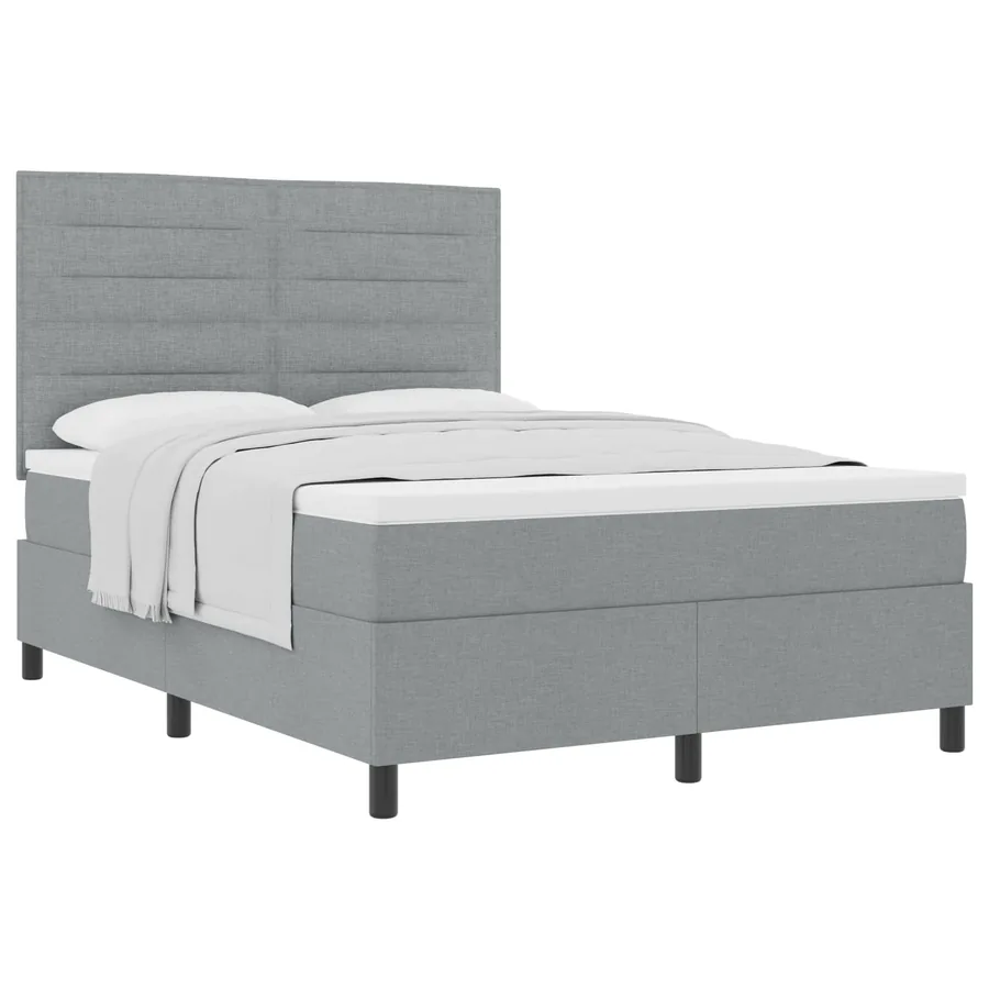 Lit à ressorts avec matelas Gris clair 140 x 200 cm tissu - 2