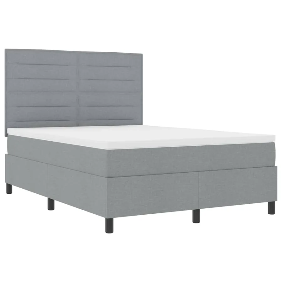 Lit à ressorts avec matelas Gris clair 140 x 200 cm tissu - 5