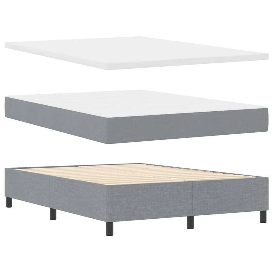 Lit à ressorts avec matelas Gris clair 140 x 200 cm tissu - 6