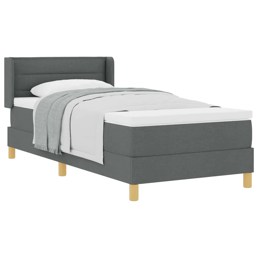 Lit à ressorts avec matelas Gris foncé 190 x 90 cm tissu - 2