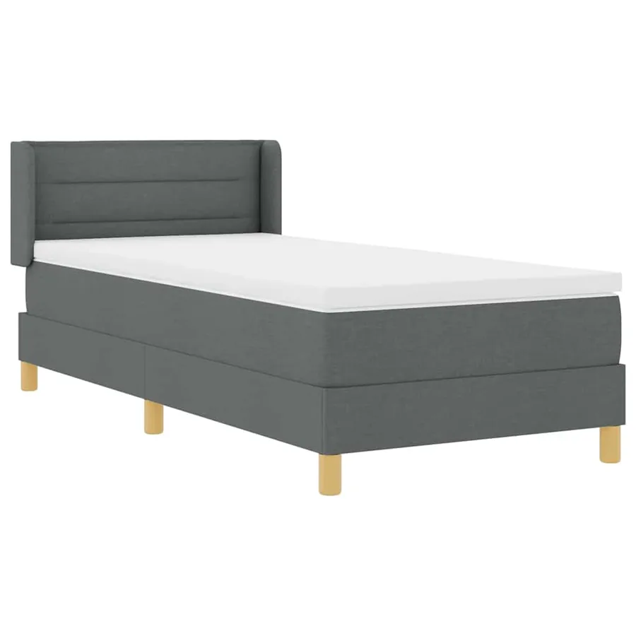 Lit à ressorts avec matelas Gris foncé 190 x 90 cm tissu - 6