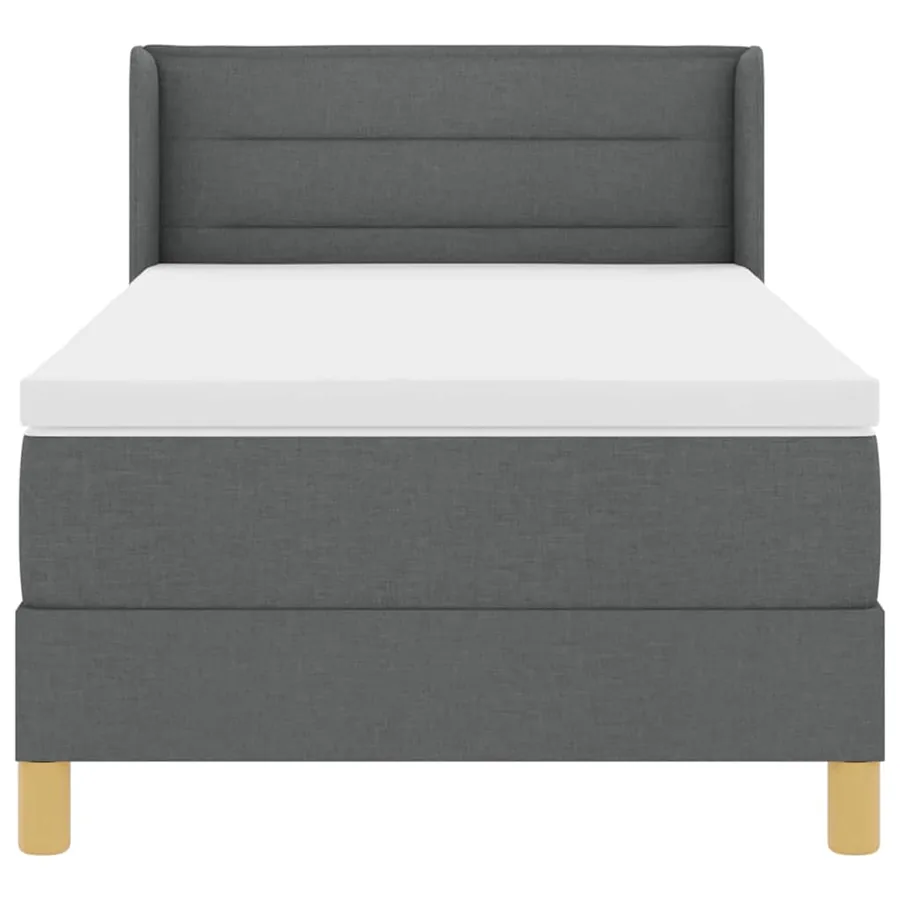 Lit à ressorts avec matelas Gris foncé 190 x 90 cm tissu - 7