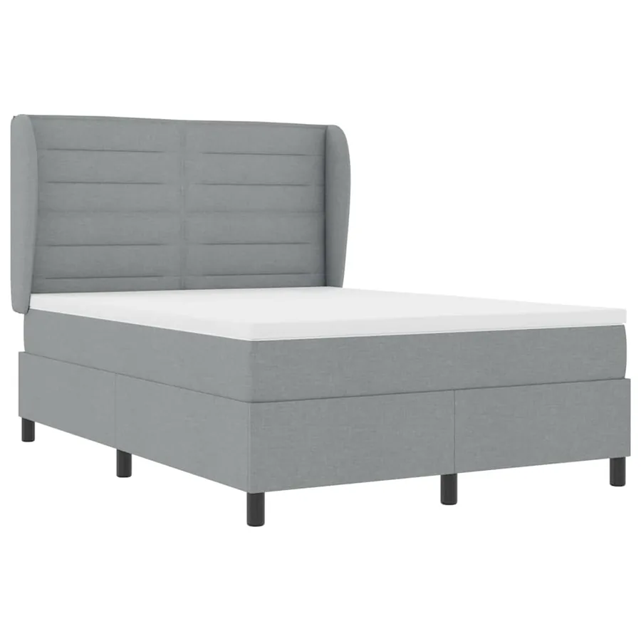 Lit à ressorts avec matelas Gris clair 140 x 200 cm tissu - 5