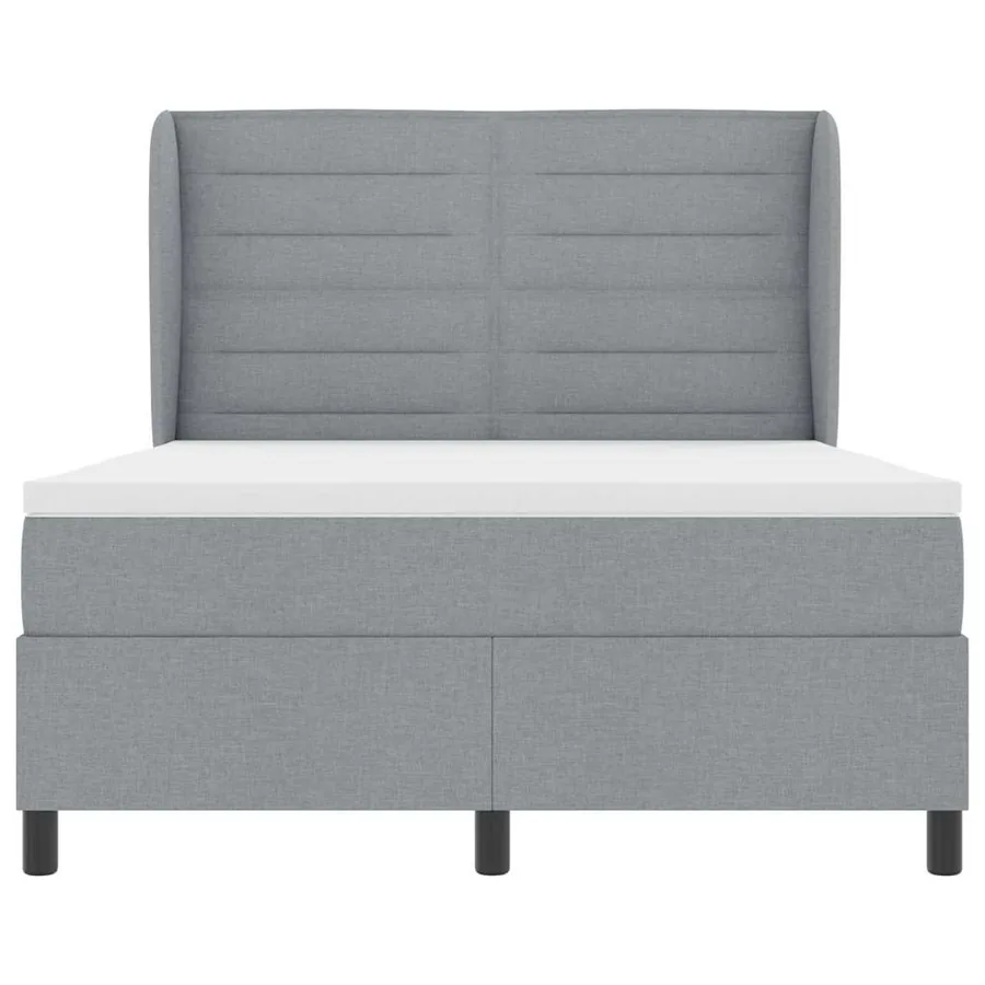 Lit à ressorts avec matelas Gris clair 140 x 200 cm tissu - 7