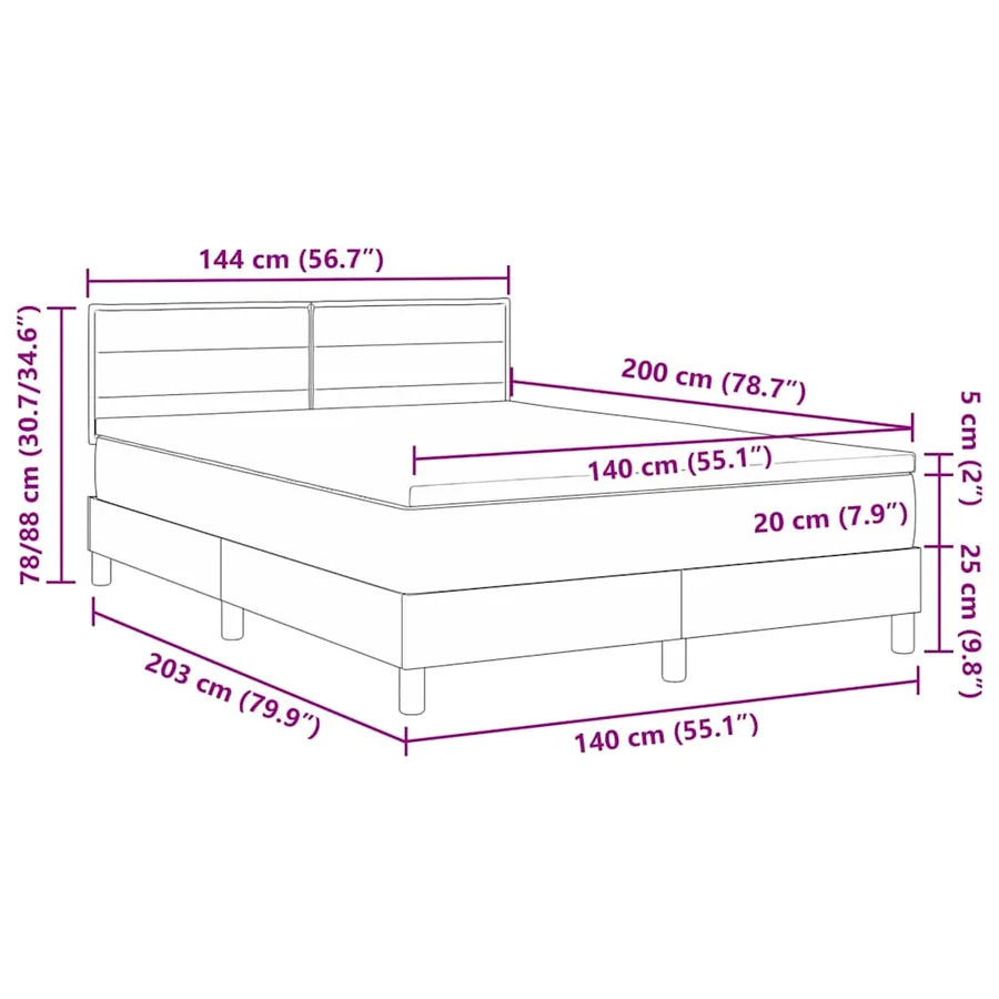 Lit à ressort LED avec bandes LED Gris clair 140 x 200 cm tissu - 14