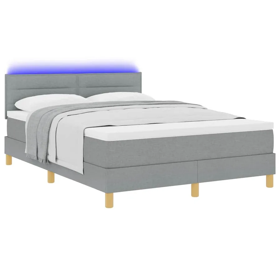 Lit à ressort LED avec bandes LED Gris clair 140 x 200 cm tissu - 3
