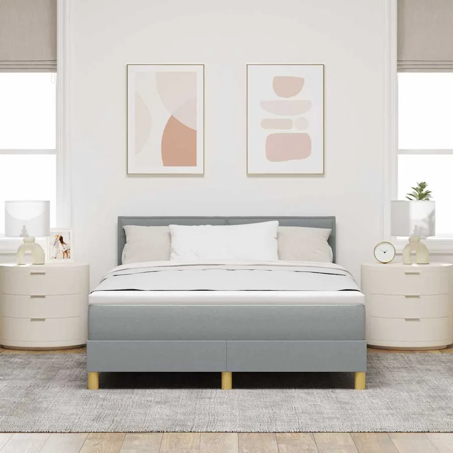 Lit à ressort LED avec bandes LED Gris clair 140 x 200 cm tissu - 4
