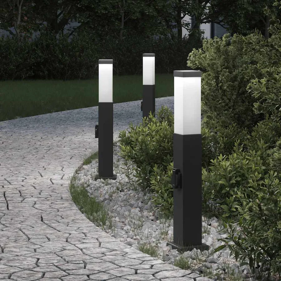 Bornes lumineuses avec sortie lot de 3 50 cm noir IP44