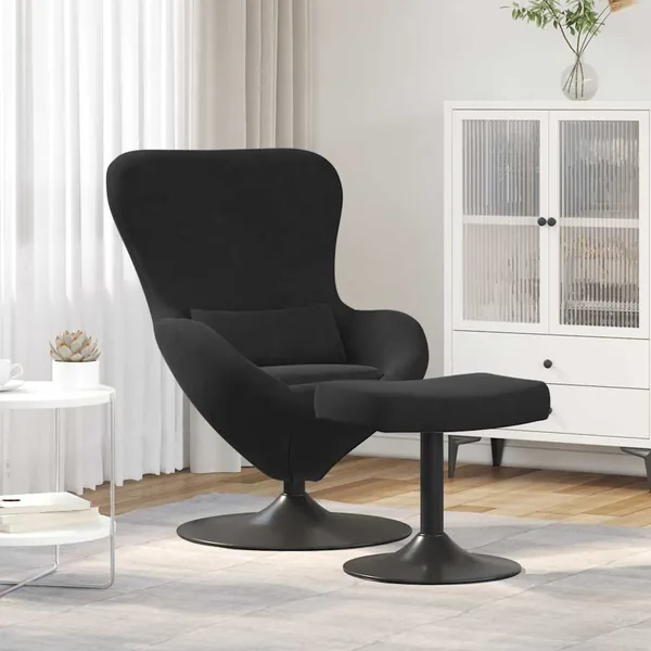 Chaise Œuf avec Pouf Noir Velours